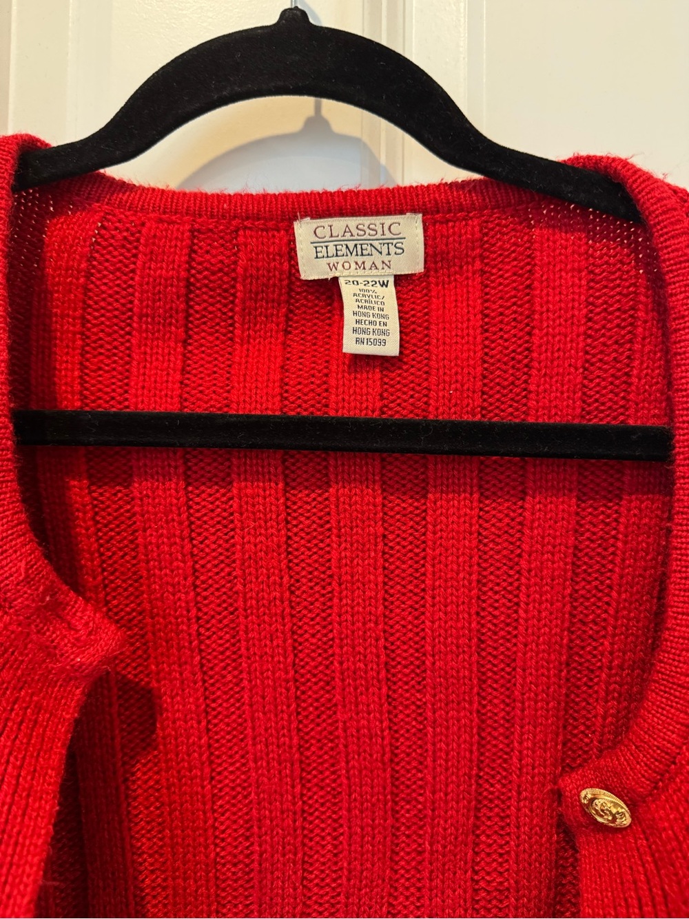 Classic Elements Red Ribbed Cable-Style Button Cardigan - Picture 3 of 4